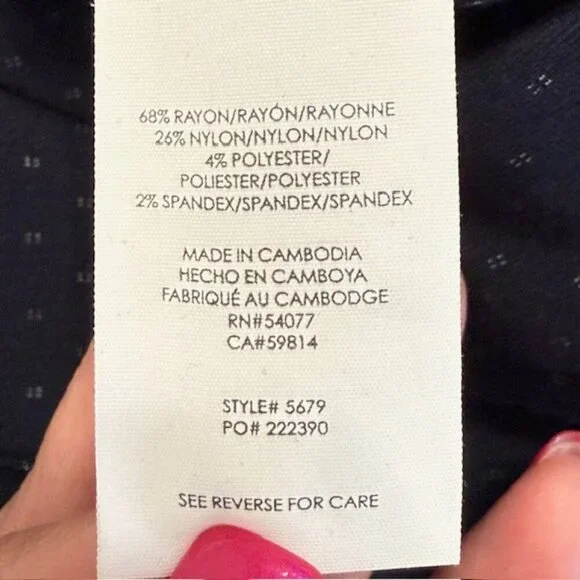 CAbi Womens 6 Keen Kick Flare Crop Pants Navy Blue Ponte Knit Button Ankle - Picture 6 of 12